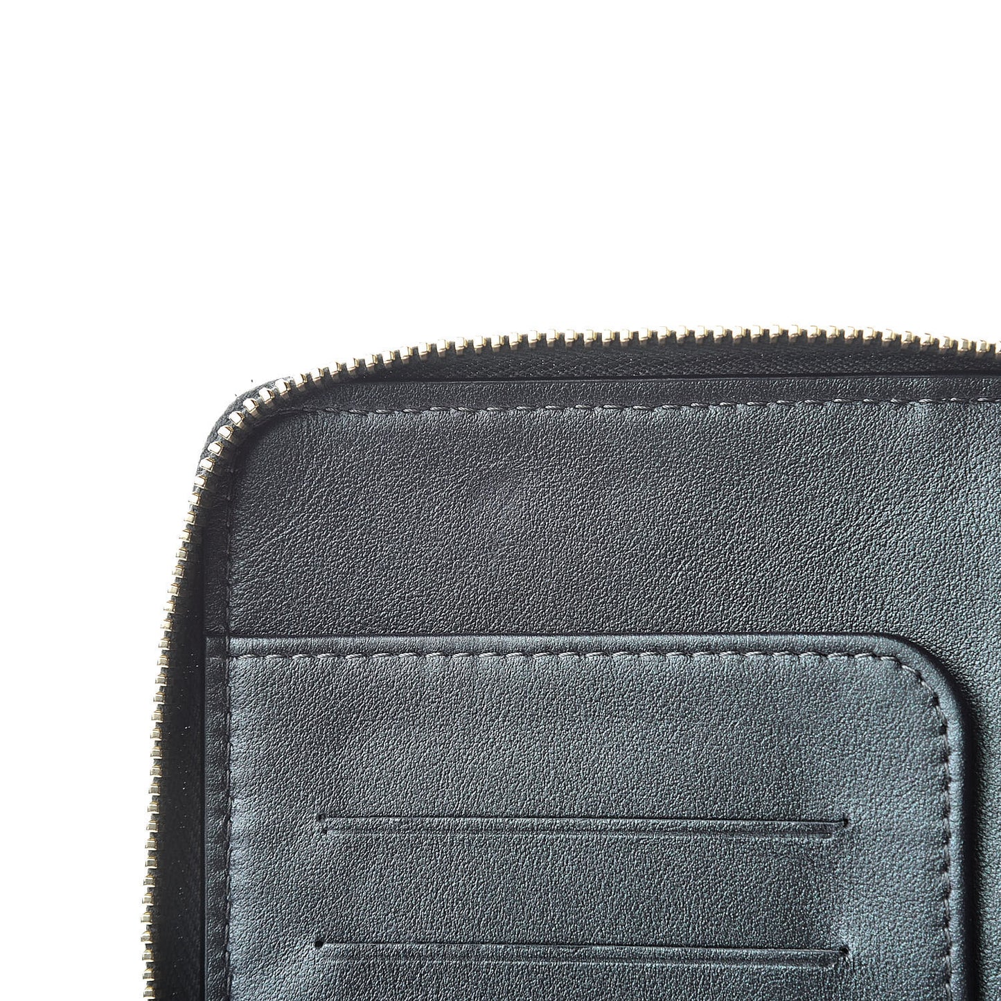 Iridescent Caviar Quilted Large Zip Around Organizer Wallet Black