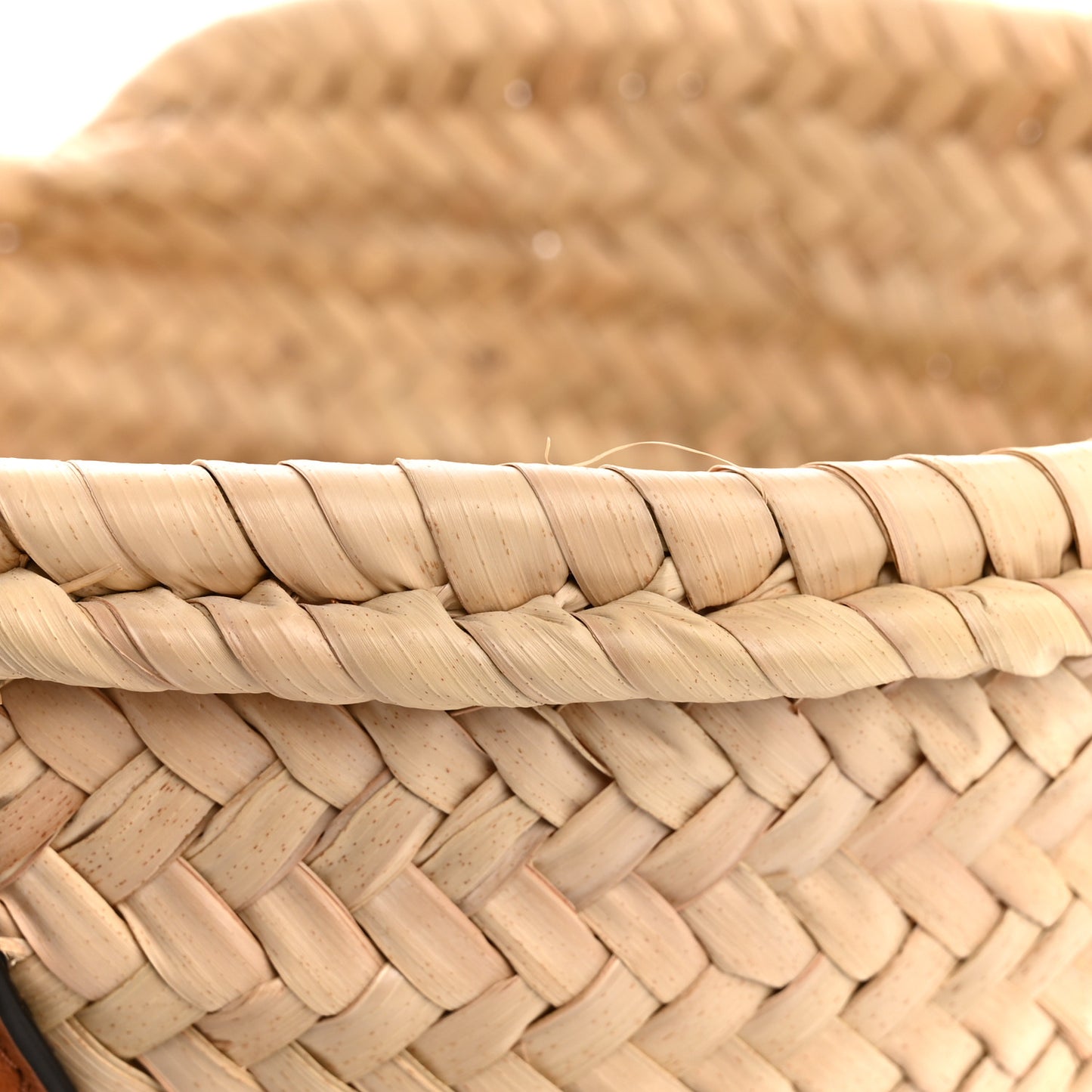 Raffia Small Grain Calfskin Medium Marcie Basket Tan