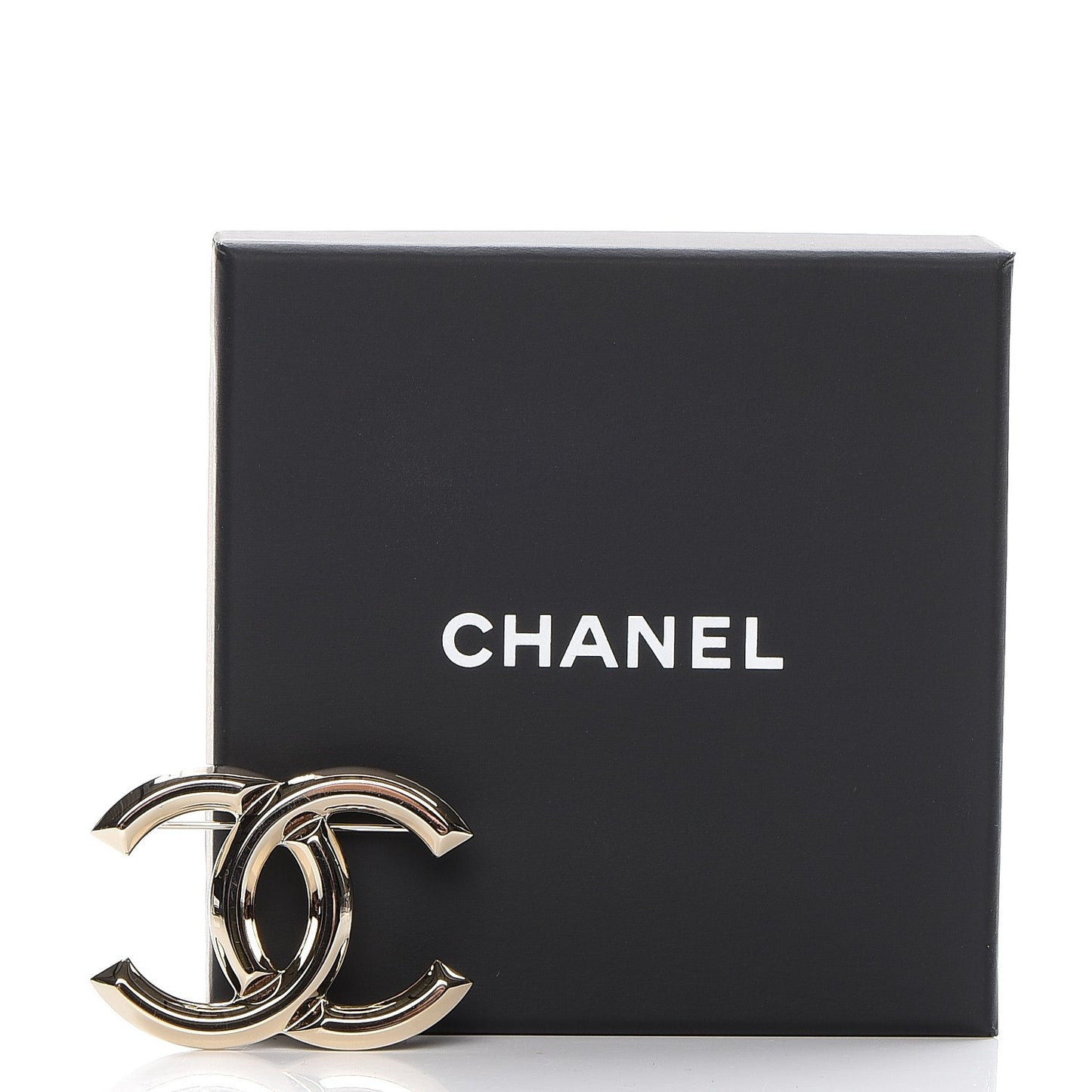 Metal CC Brooch Light Gold