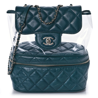 Chanel Crumpled Calfskin PVC Quilted Backpack Green 1 of 10