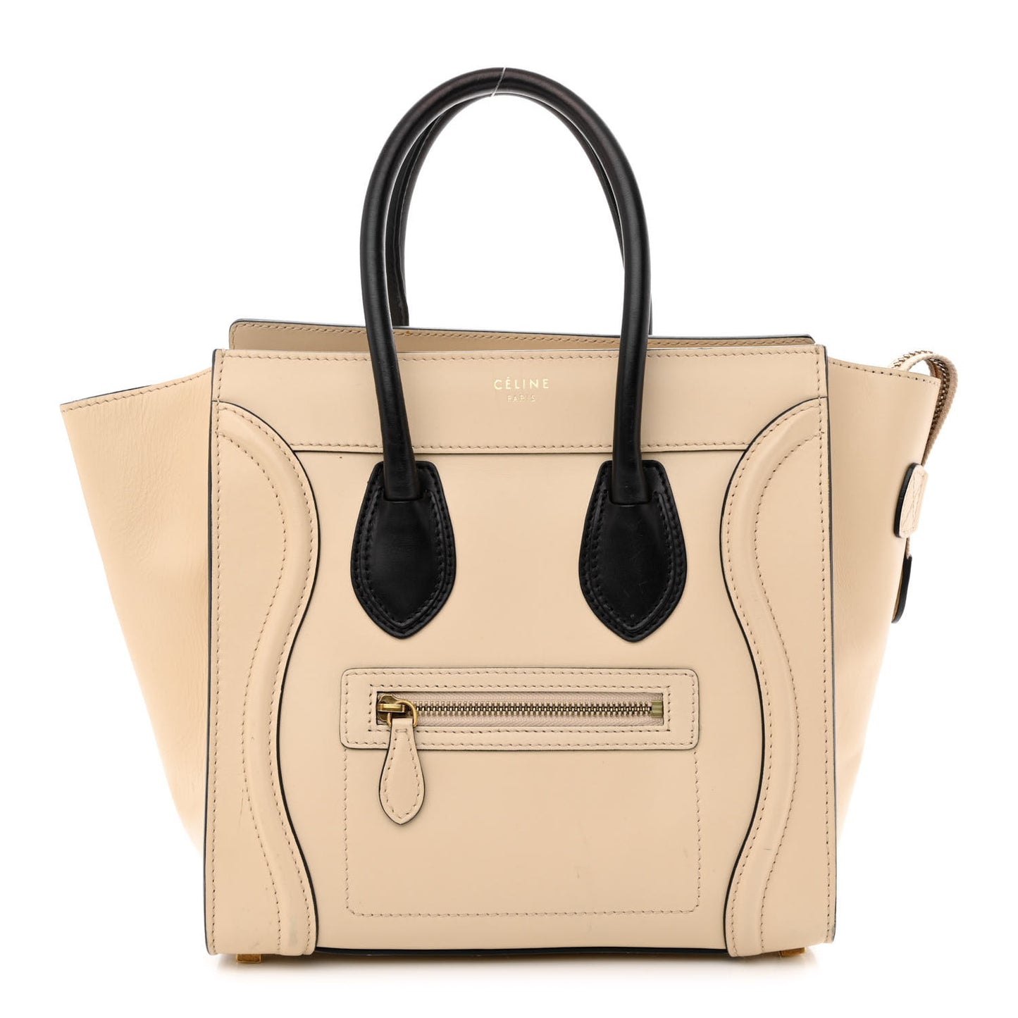 Satin Calfskin Micro Bi-Color Luggage Powder Black
