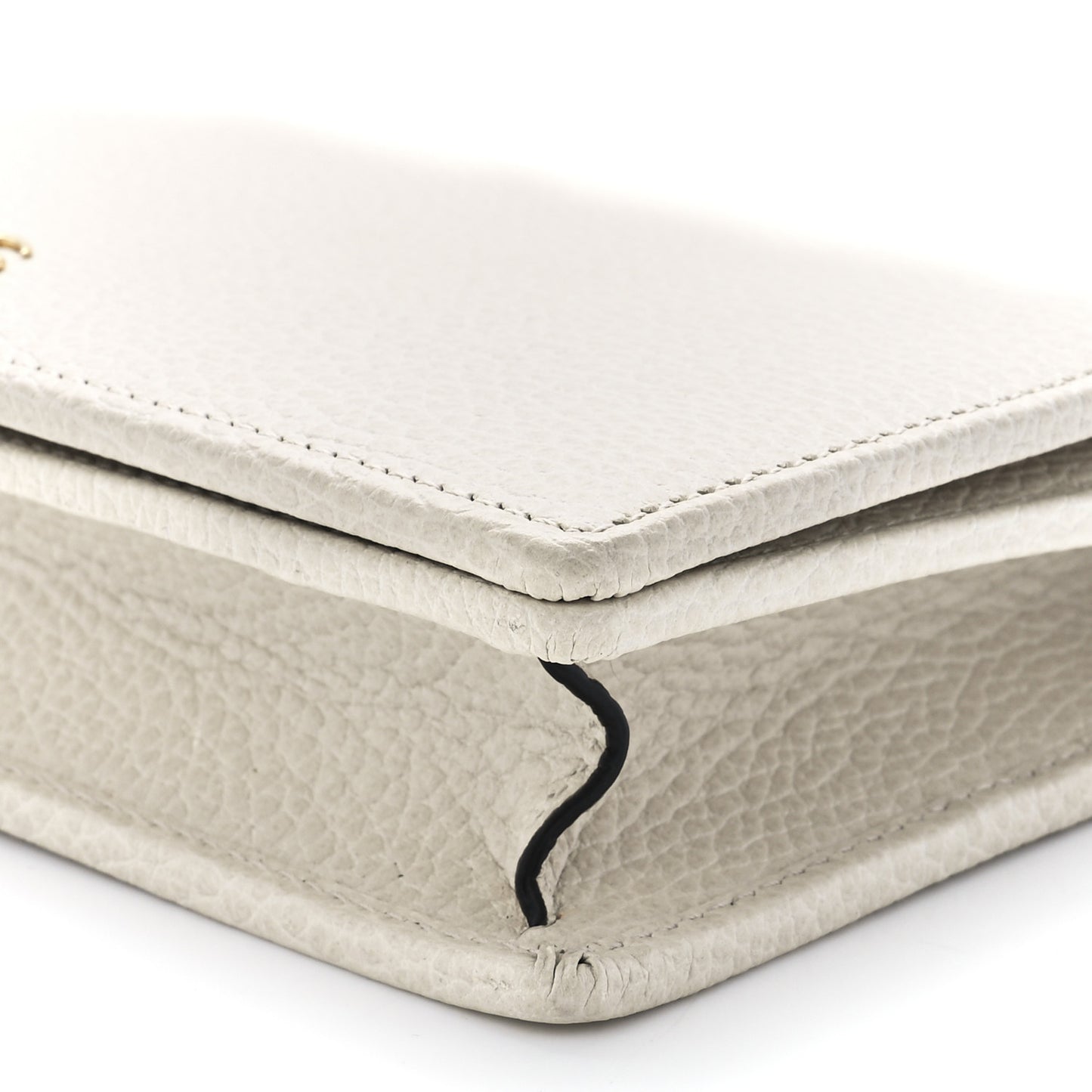 Dollar Calfskin Mini GG Marmont Chain Wallet Mystic White