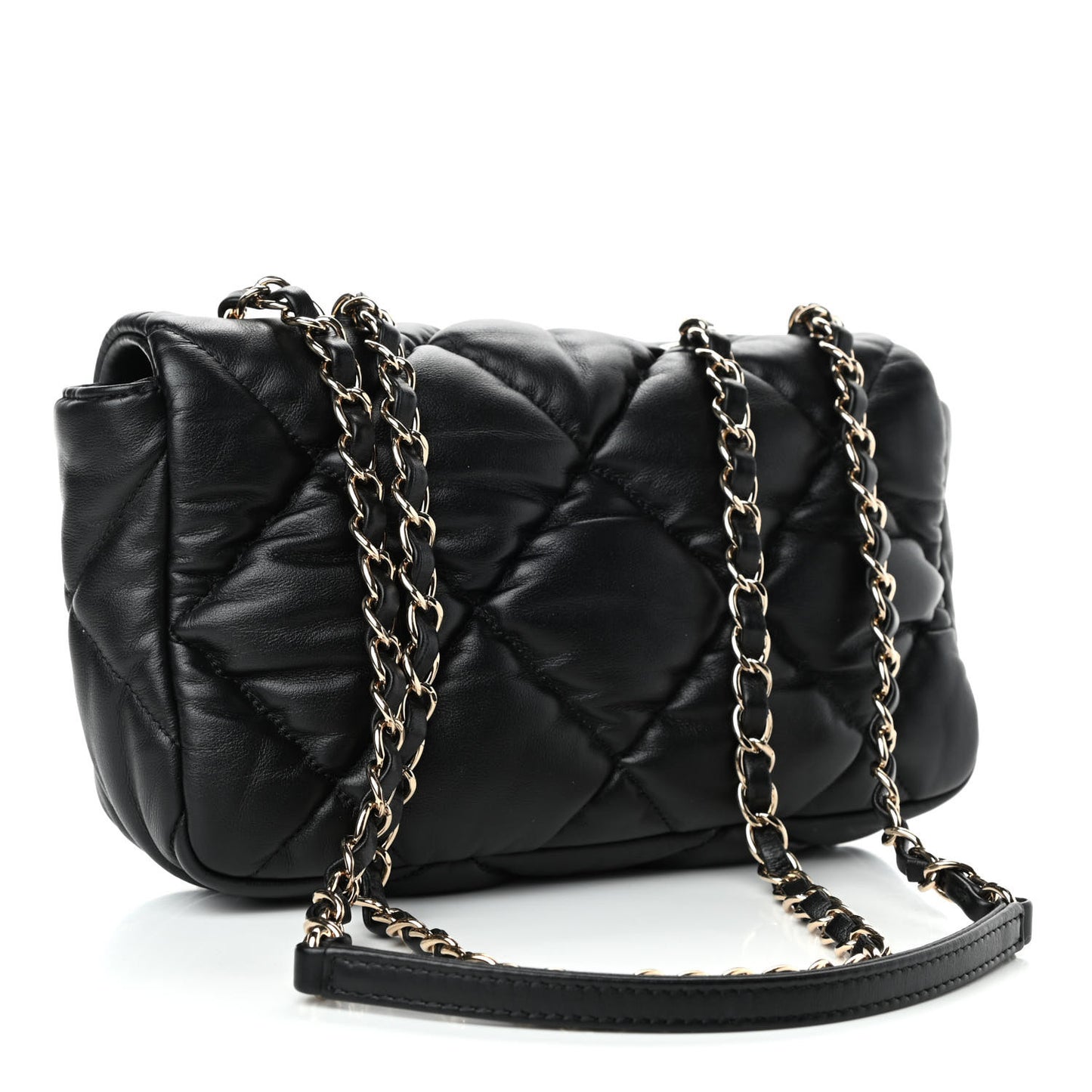 Calfskin Quilted Medium Bubbly Flap Black