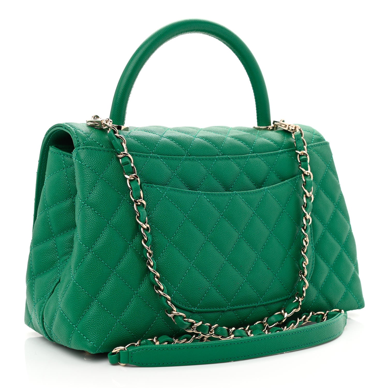 Chanel Caviar Quilted Small Coco Handle Flap Green 3 of 10