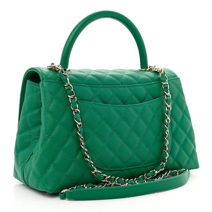 Chanel Caviar Quilted Small Coco Handle Flap Green 3 of 10