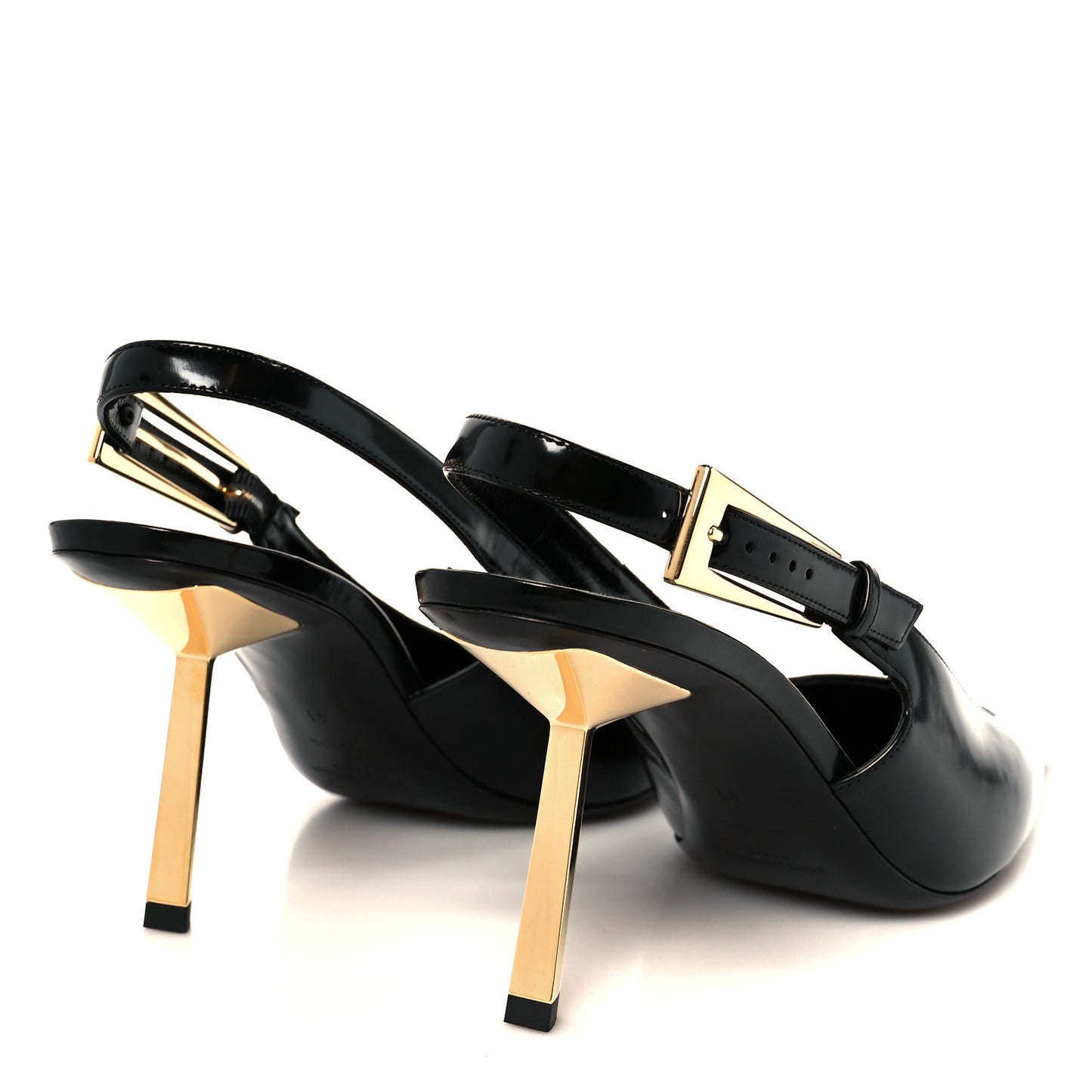 Glazed Calfskin Lee Slingback Pumps 41 Black