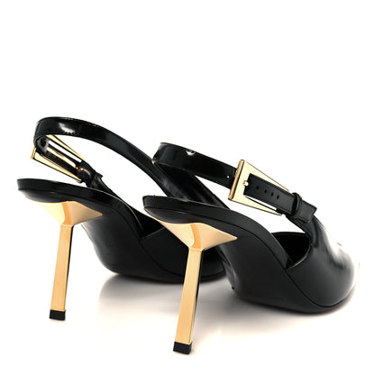 Saint Laurent Glazed Calfskin Lee Slingback Pumps 41 Black 5 of 11