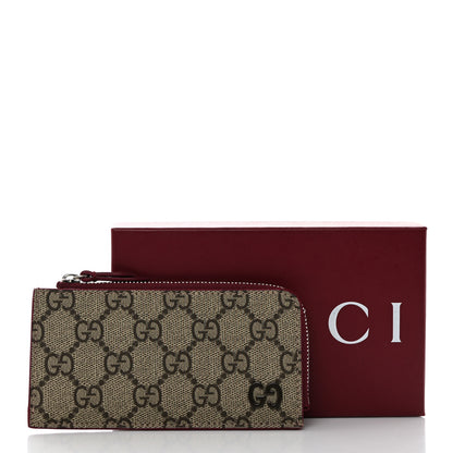 Gucci GG Supreme Monogram Zip Card Case Beige Burgundy 8 of 8