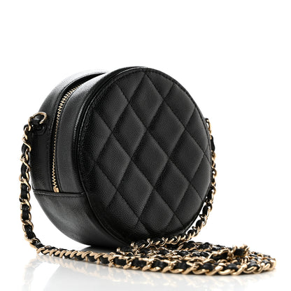 Chanel Caviar Quilted Gripoix CC Round Clutch With Chain Black 3 of 7
