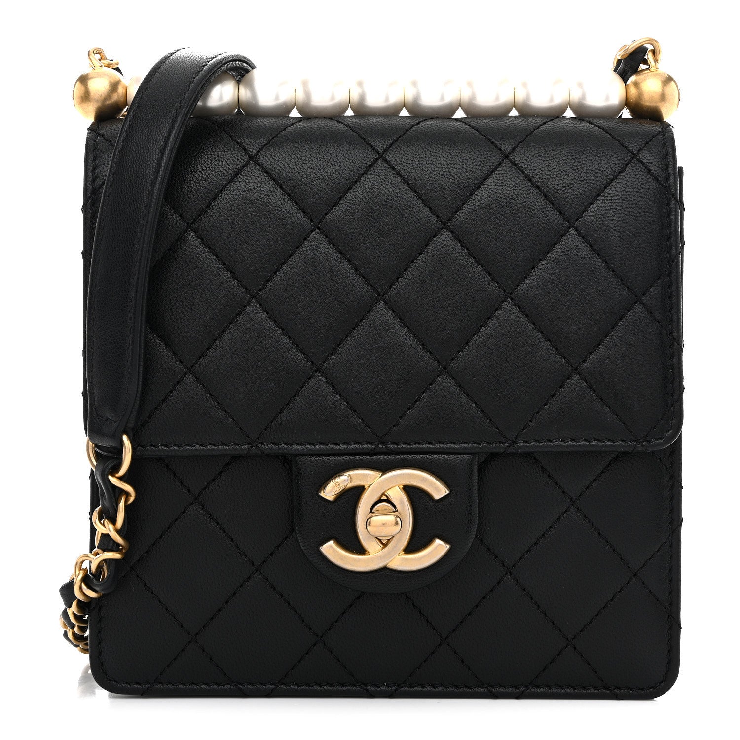Chanel Goatskin Quilted Chic Pearls Flap Black 1 of 11