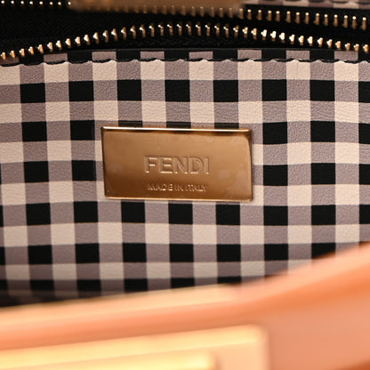 Fendi Nappa Vitello Century Gingham Embossed Mini Peekaboo Iconic Satchel Brandy White Black 8 of 15