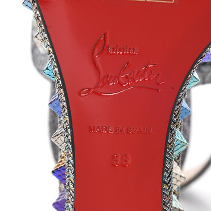 Christian Louboutin Nappa Mica Pyraclou 110 Wedge Sandals 38 Silver 7 of 8
