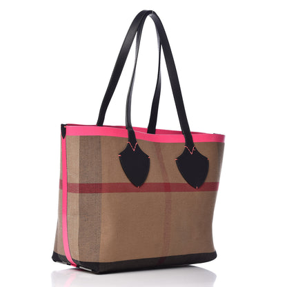 Burberry Canvas Mega Check The Giant Reversible Tote Black Neon Pink 5 of 15