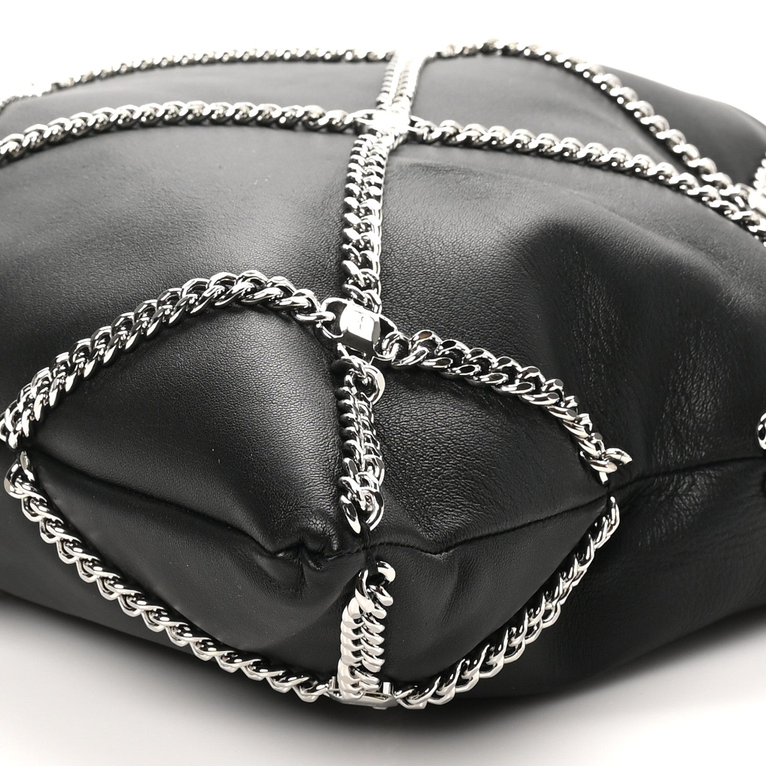 Salvatore Ferragamo Nappa Chain Drawstring Shoulder Bag Black 9 of 9