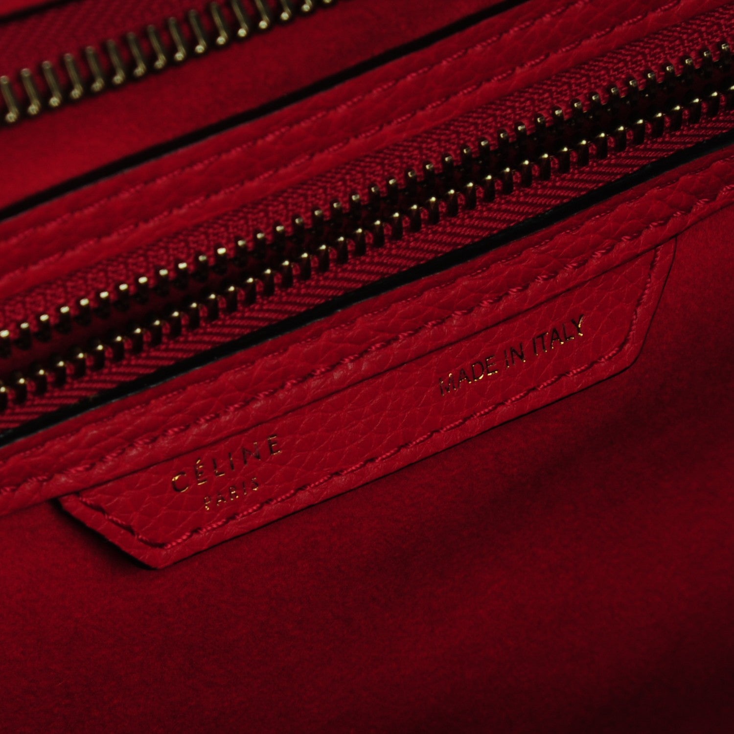 Celine Drummed Calfskin Mini Luggage Coquelicot 5 of 7
