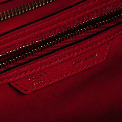 Celine Drummed Calfskin Mini Luggage Coquelicot 5 of 7