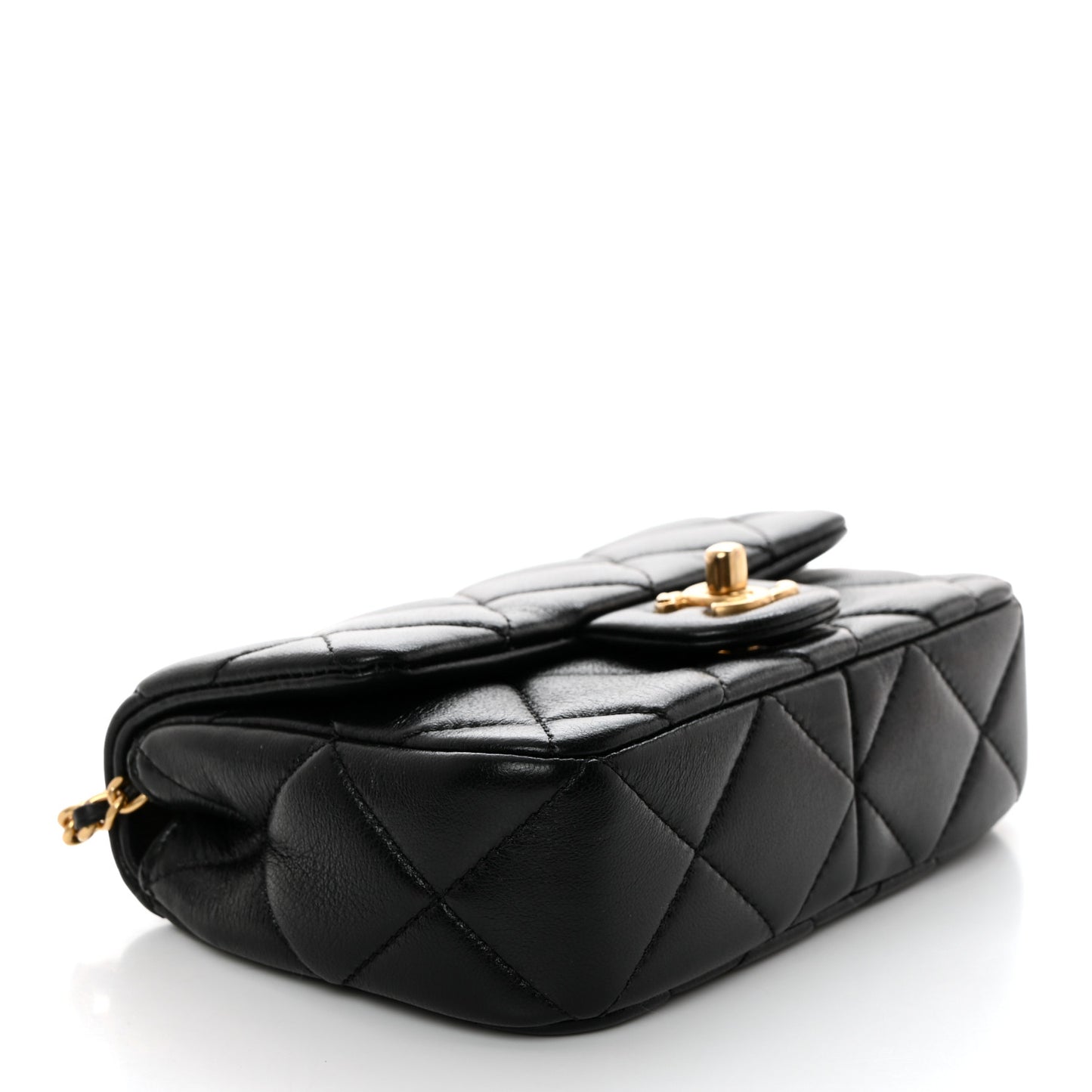 Lambskin Pearl Quilted Mini Flap Black