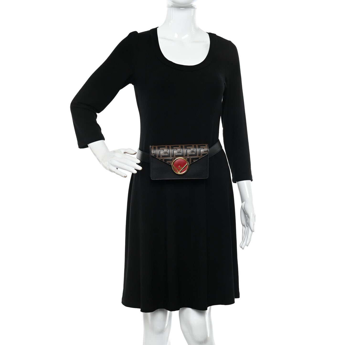 Vitello Liberty F is Fendi Bi-Color FF 1974 Embossed Envelope Belt Bag Maya Black