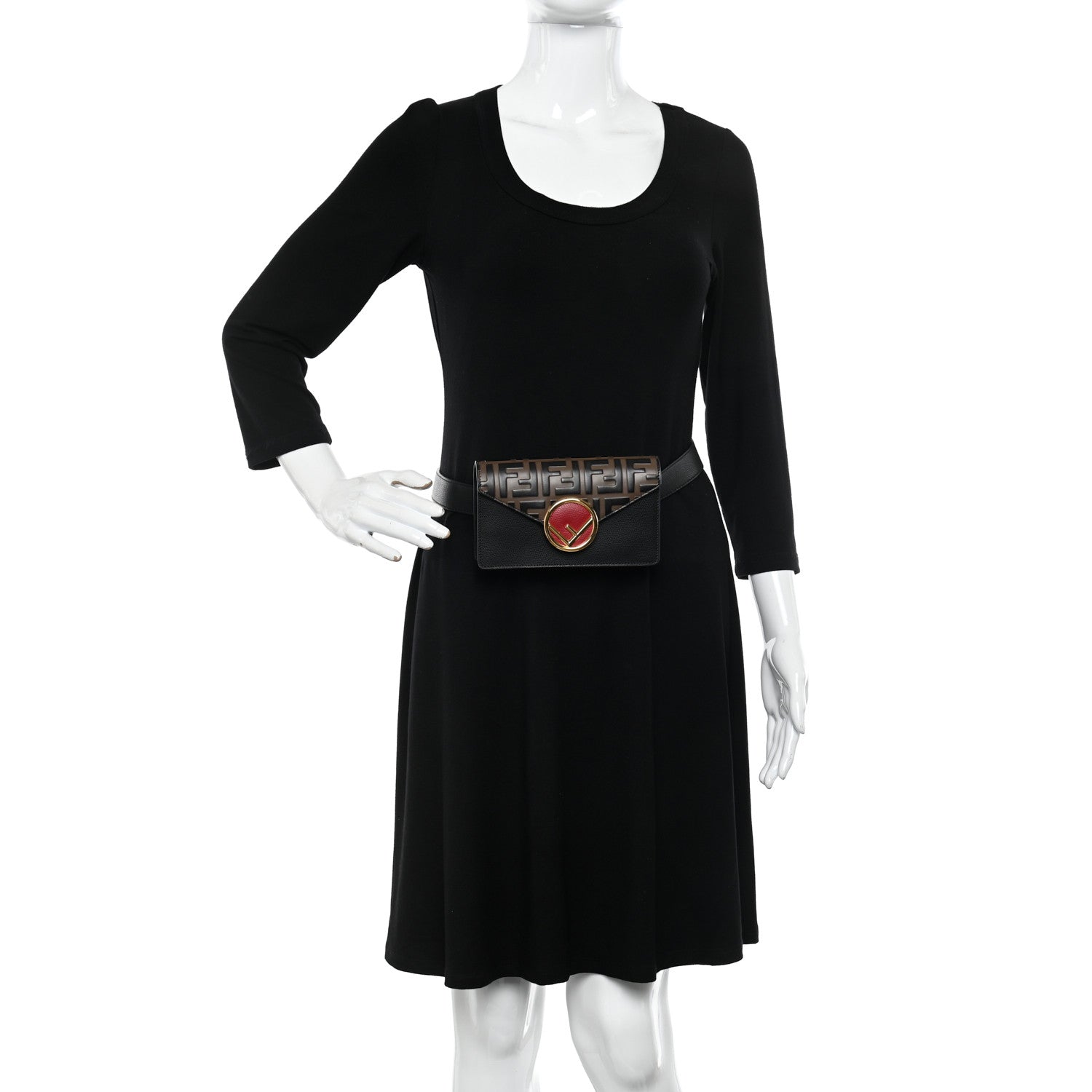 Fendi Vitello Liberty F is Fendi Bi-Color FF 1974 Embossed Envelope Belt Bag Maya Black 3 of 10