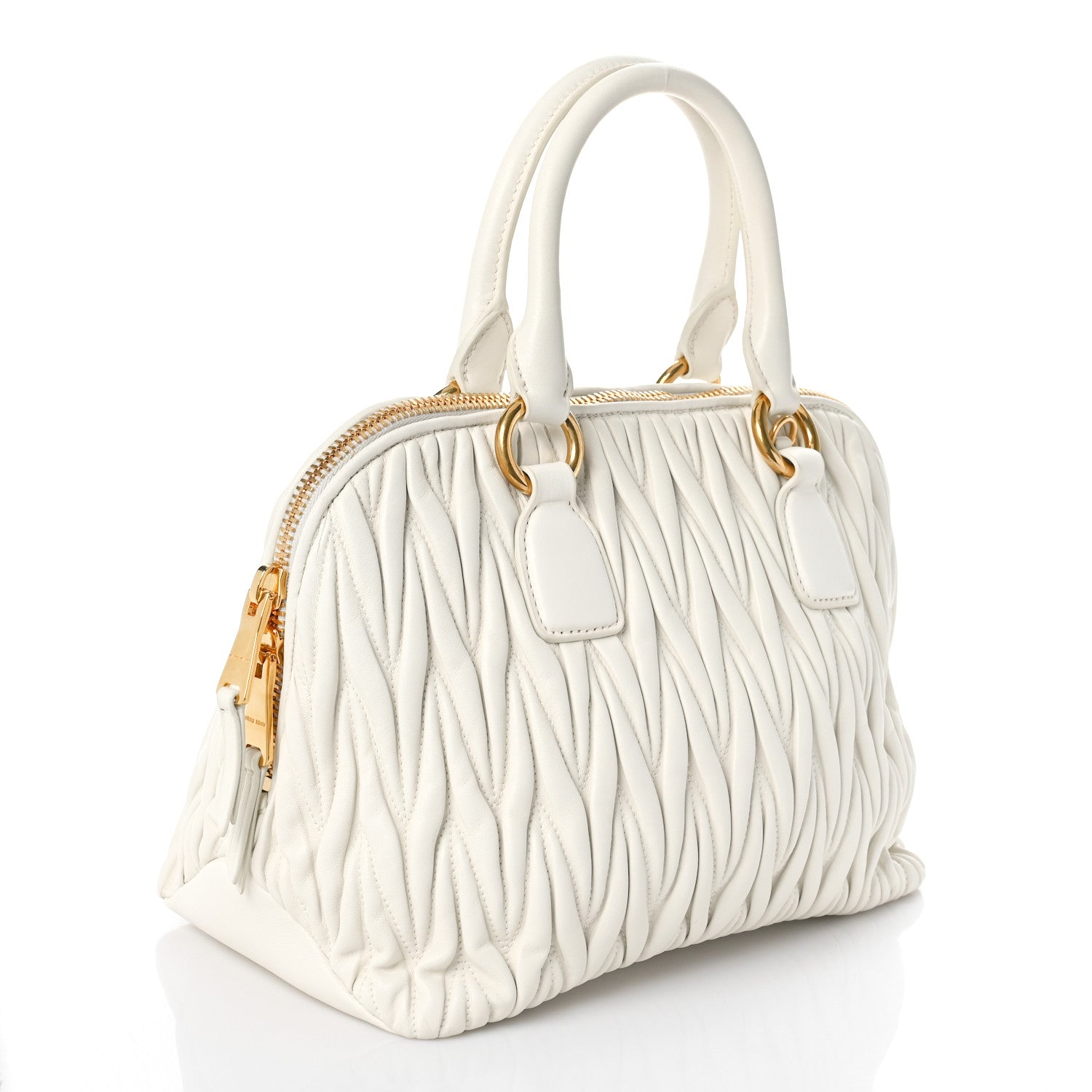 Miu Miu Nappa Matelasse Lux Mini Crossbody Tote Bianco 3 of 9