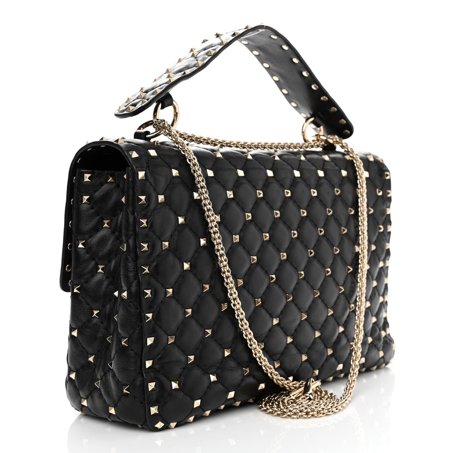 Valentino Garavani Lambskin Large Rockstud Spike Shoulder Bag Black 3 of 11