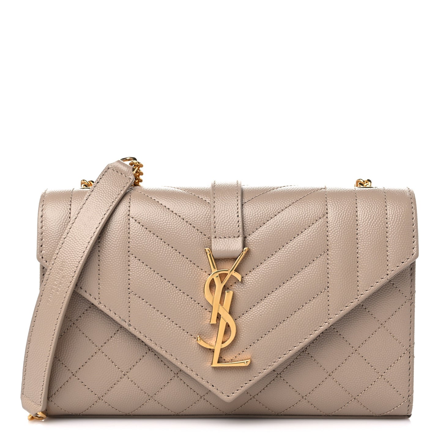 Grain De Poudre Textured Mixed Matelasse Triquilt Small Monogram Satchel Dark Beige