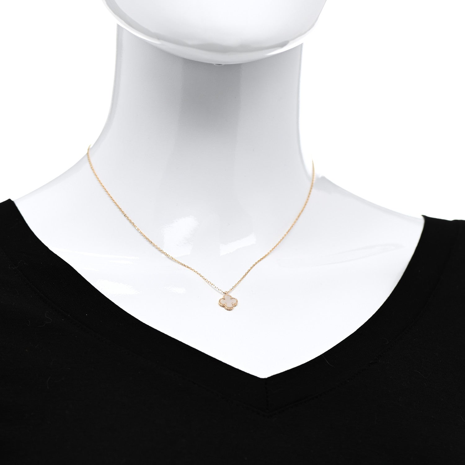 Van Cleef & Arpels 18K Yellow Gold Mother of Pearl Sweet Alhambra Pendant Necklace 2 of 7