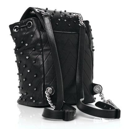Chanel Lambskin Chevron Quilted Studded Stud Wars Backpack Black 2 of 8