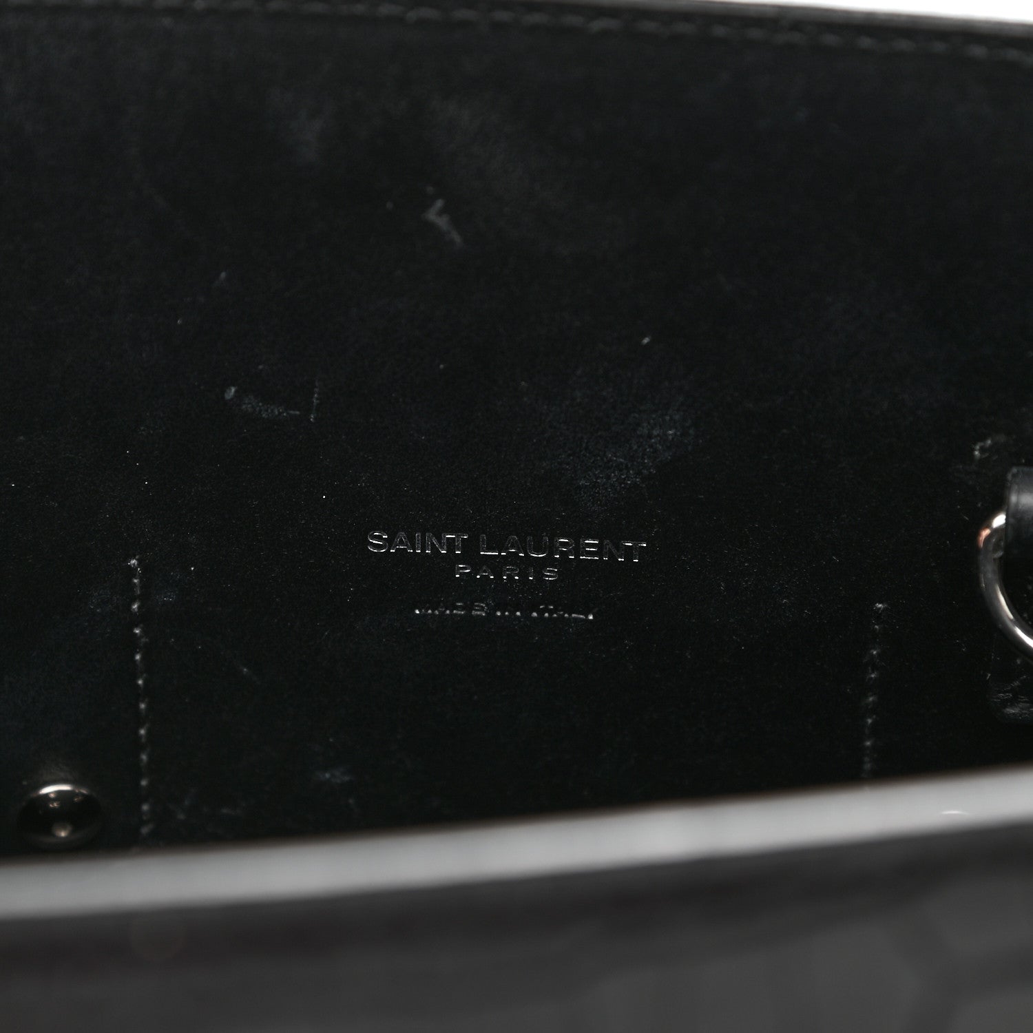 Saint Laurent Calfskin Crocodile Embossed Small Sac de Jour Black 6 of 10
