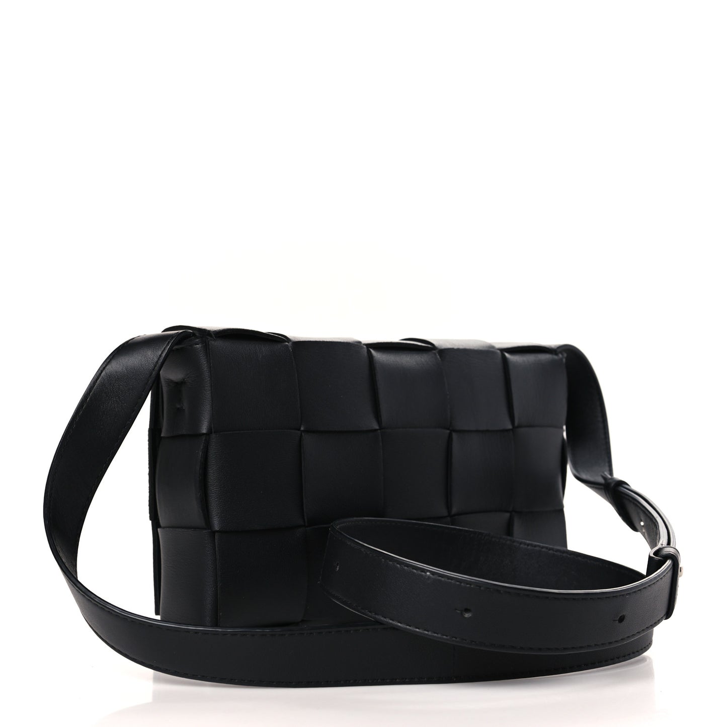 Lambskin Maxi Intreccio Small Cassette Crossbody Bag Black