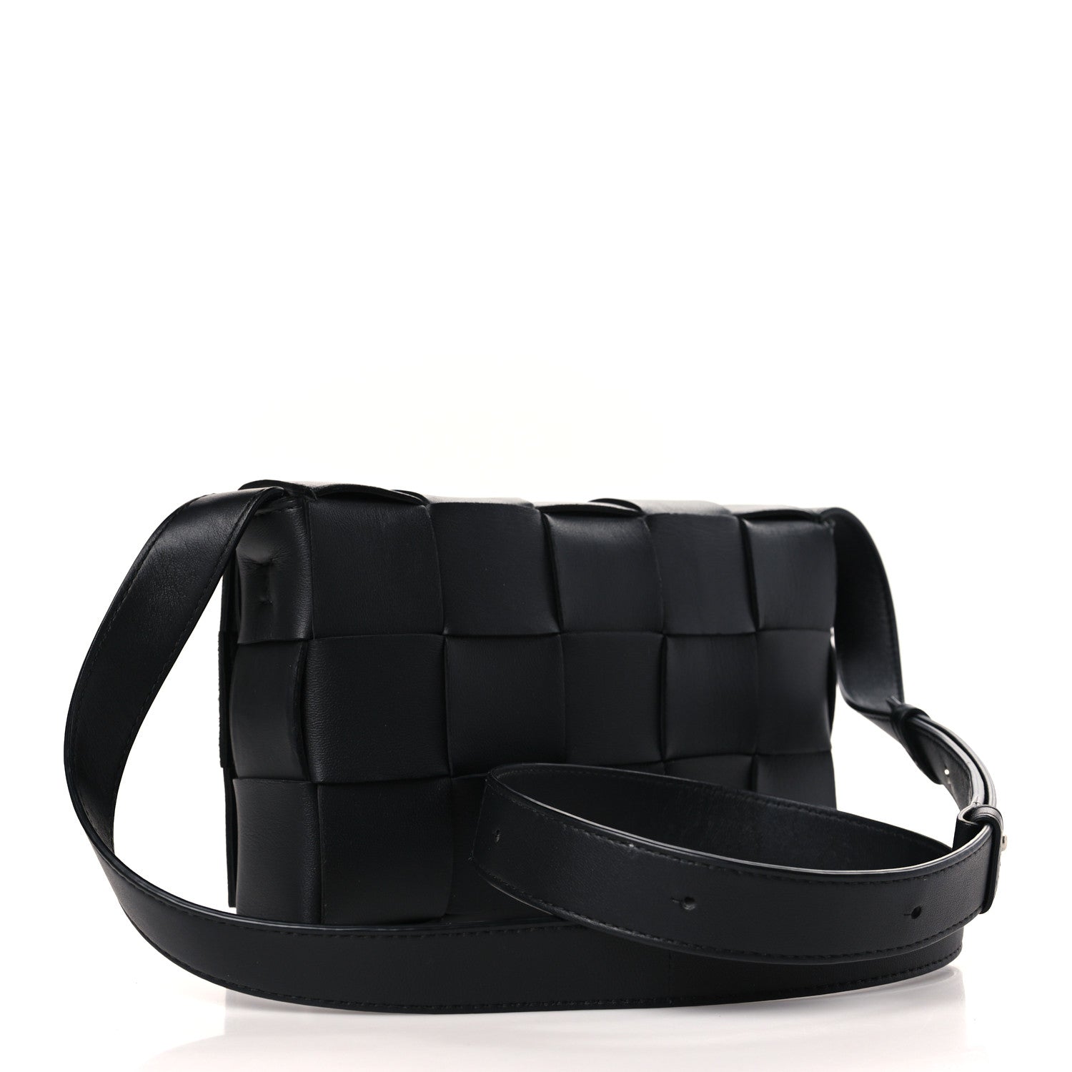 Bottega Veneta Lambskin Maxi Intreccio Small Cassette Crossbody Bag Black 3 of 9