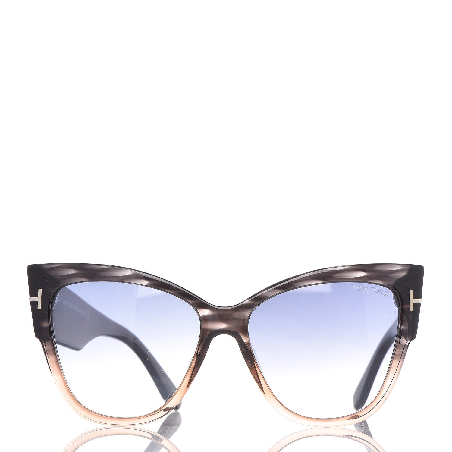 Tom Ford Acetate Anoushka Cat Eye Sunglasses TF371 Melange Grey Peach 3 of 7