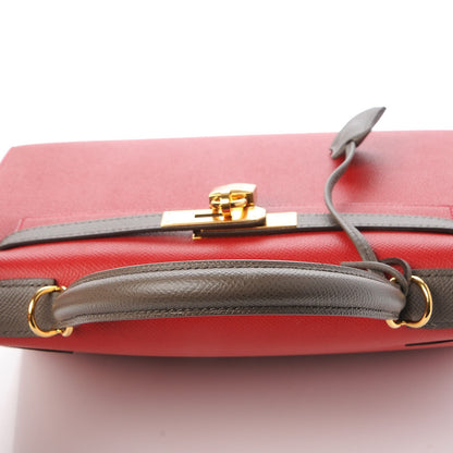 Hermes Epsom Horseshoe Kelly Sellier 28 Rouge Casaque Etain 31 of 36