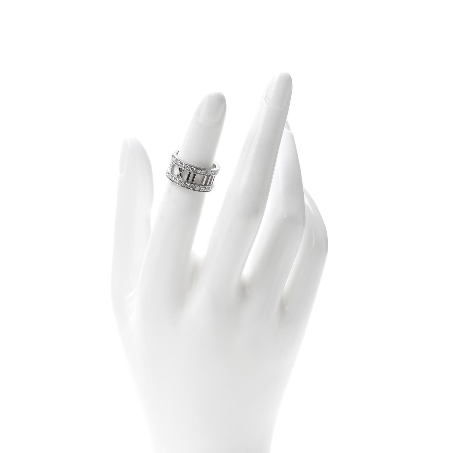 18K White Gold Diamond Wide Atlas Open Ring 47 4.25