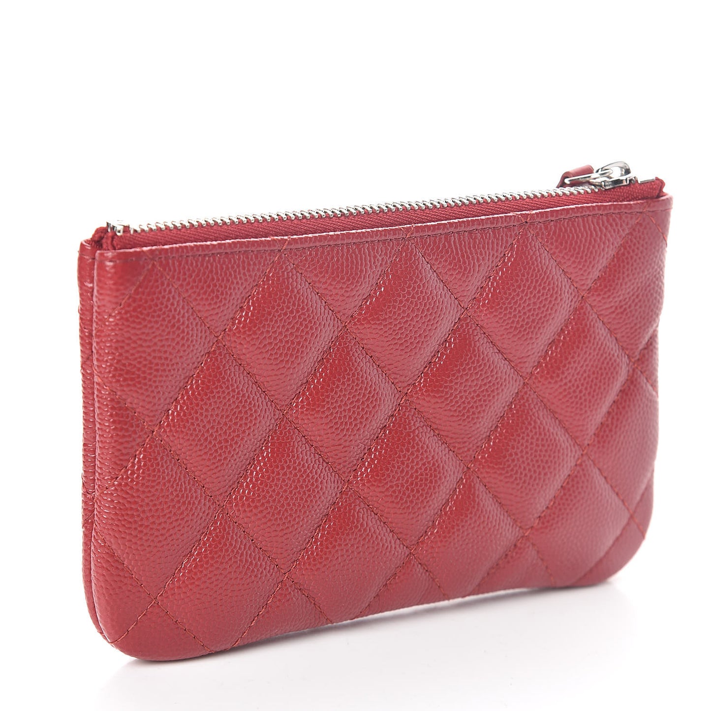 Caviar Quilted Small Cosmetic Case Dark Red