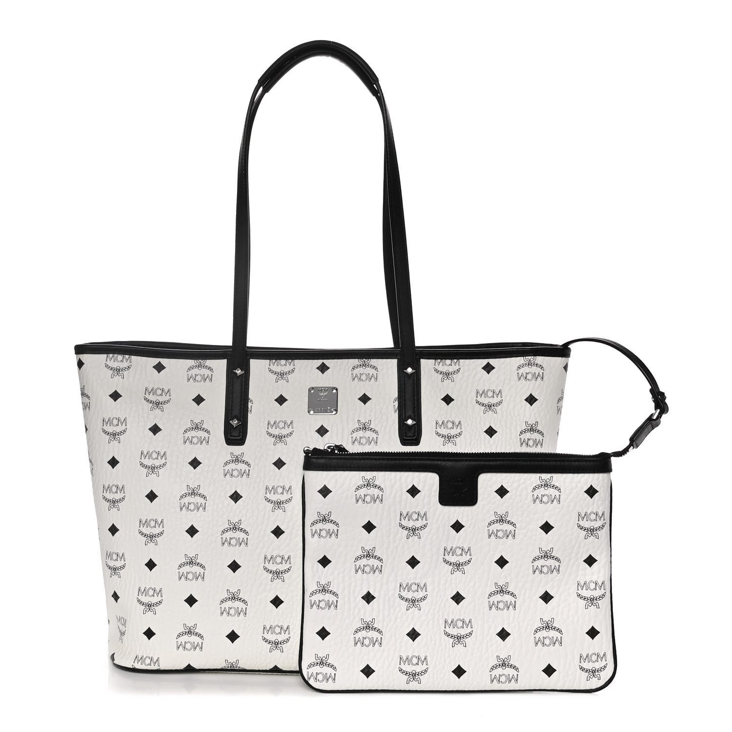 Visetos Medium Anya Zip Top Shopper Tote White