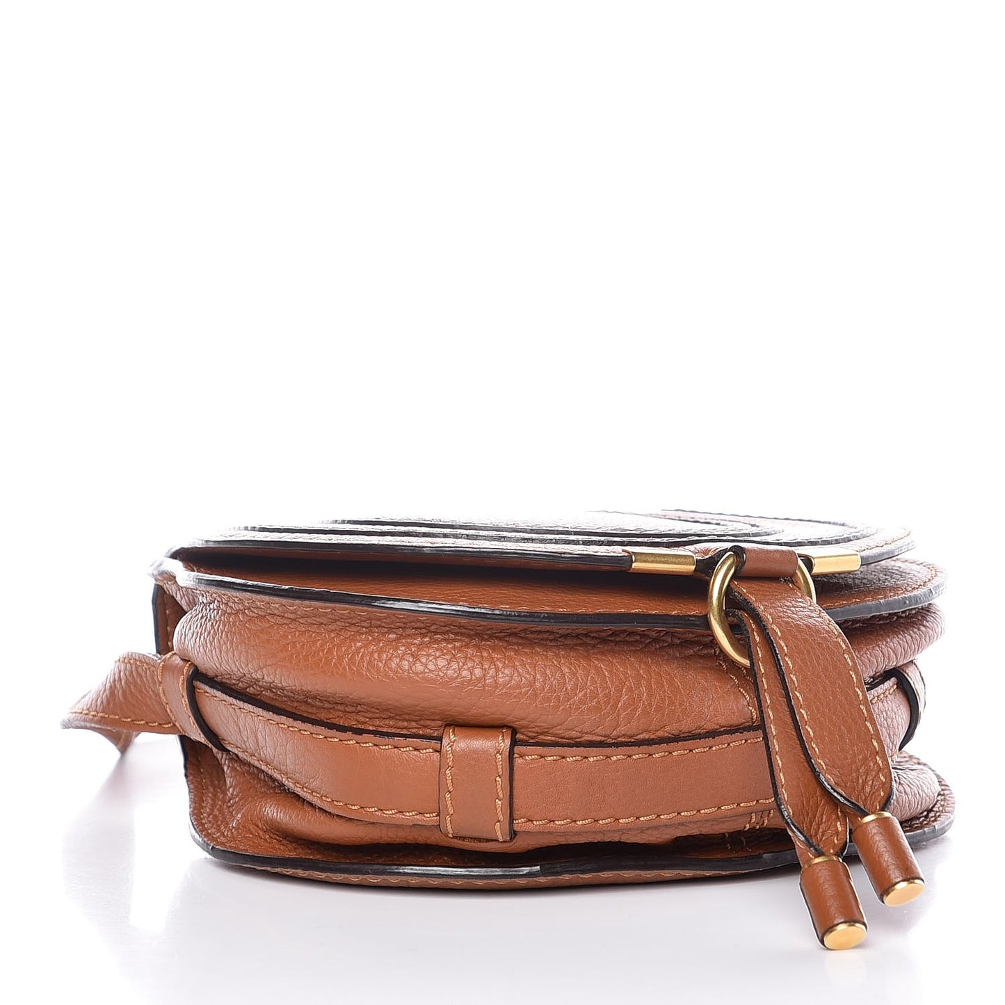 Calfskin Mini Marcie Round Crossbody Bag Tan