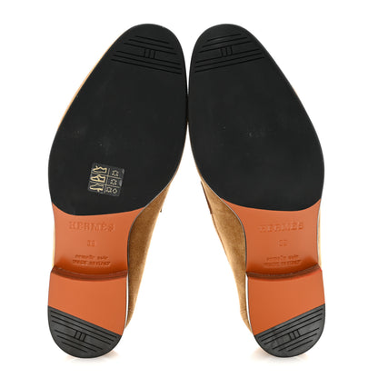 Hermes Suede Goatskin Paris Loafers 39 Marron Havane 6 of 10