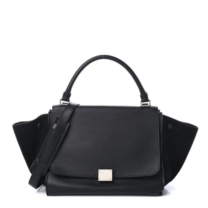 Celine Drummed Calfskin Suede Medium Trapeze Black 1 of 4