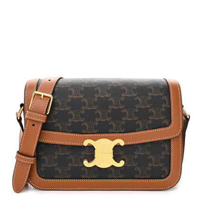 Celine Triomphe Canvas Calfskin Medium Triomphe Bag Tan 1 of 12