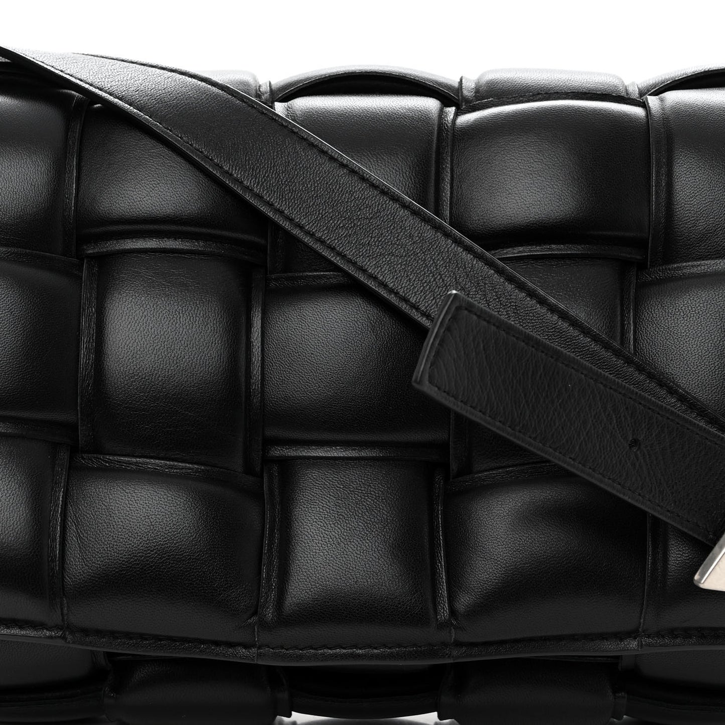 Nappa Maxi Intreccio Padded Cassette Crossbody Bag Black