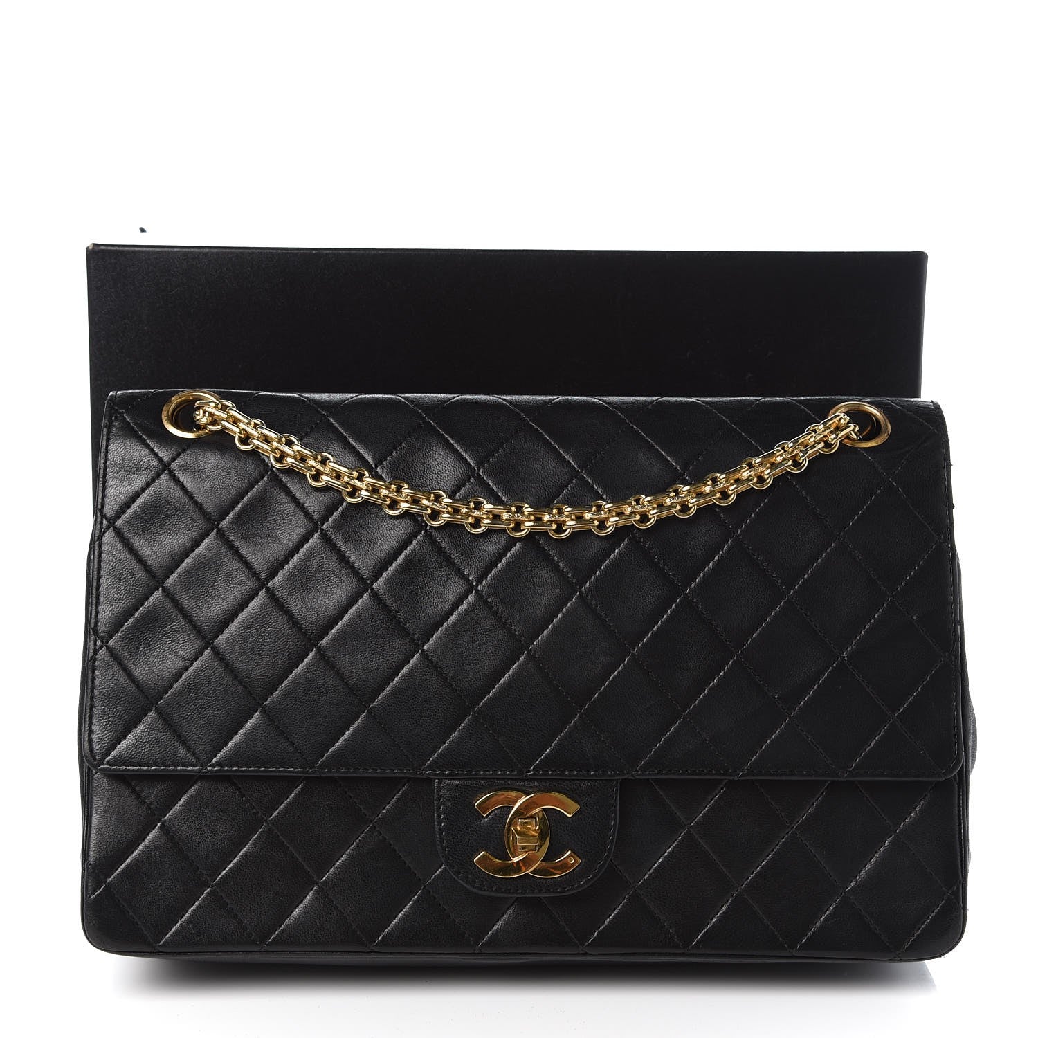 Chanel Lambskin Quilted Medium Double Flap Bijoux Chain Black 10 of 10