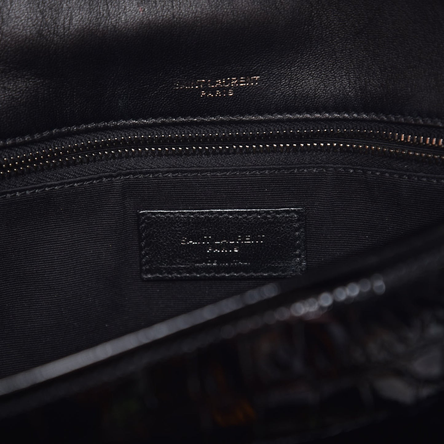 Patent Crocodile Embossed Lambskin Monogram Medium Niki Chain Satchel Black
