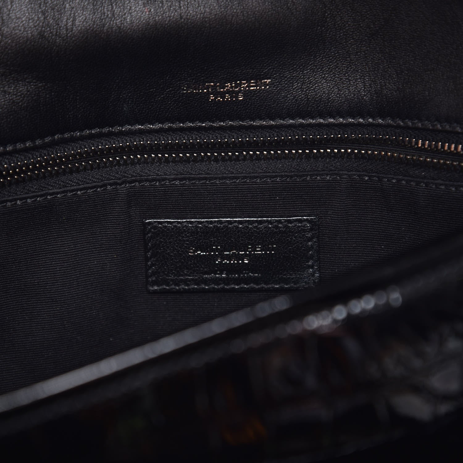Saint Laurent Patent Crocodile Embossed Lambskin Monogram Medium Niki Chain Satchel Black 7 of 9