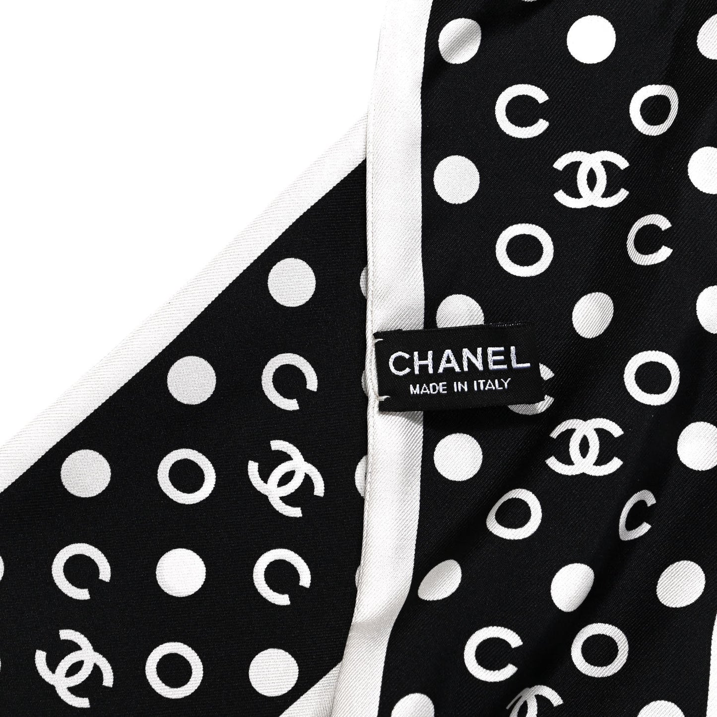 Silk CC Twilly Hair Tie Black White