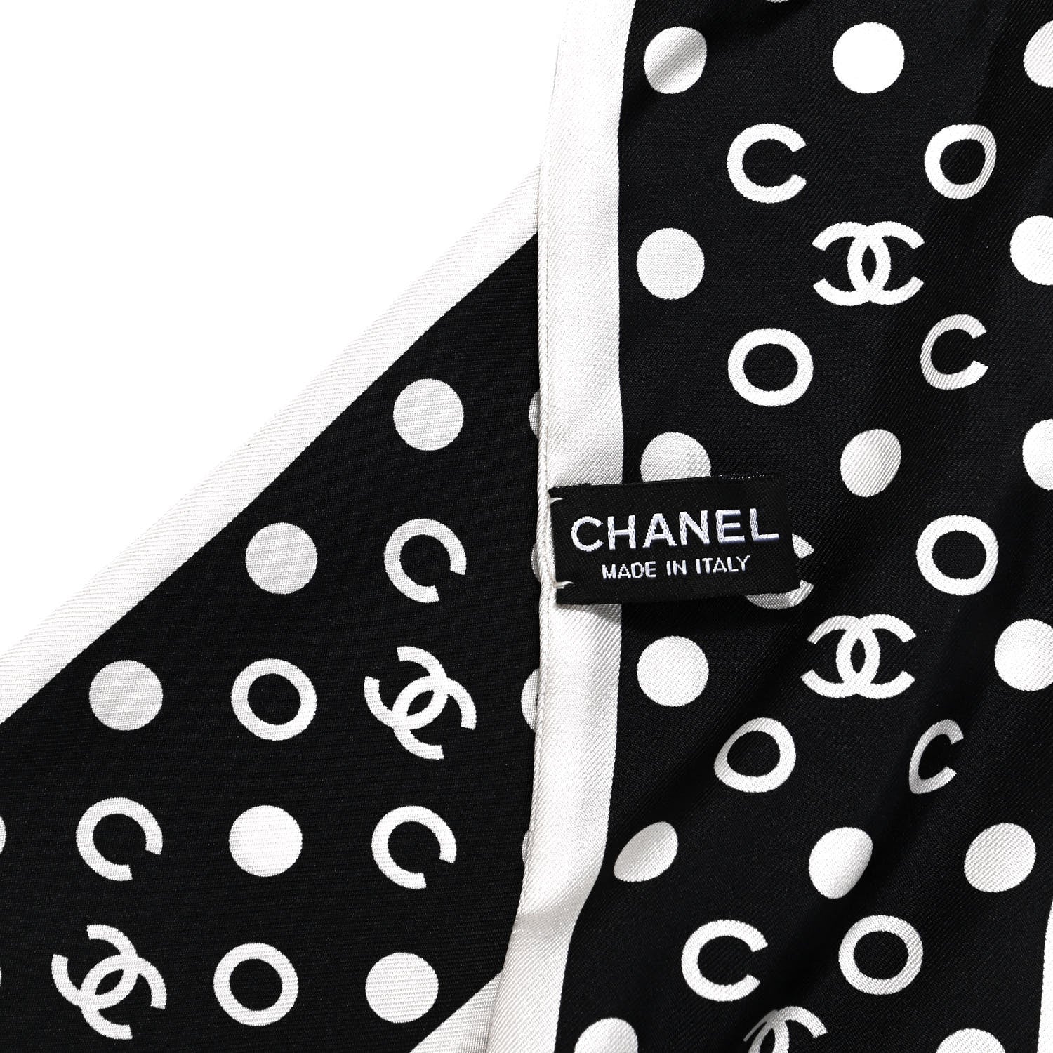 Chanel Silk CC Twilly Hair Tie Black White 5 of 6