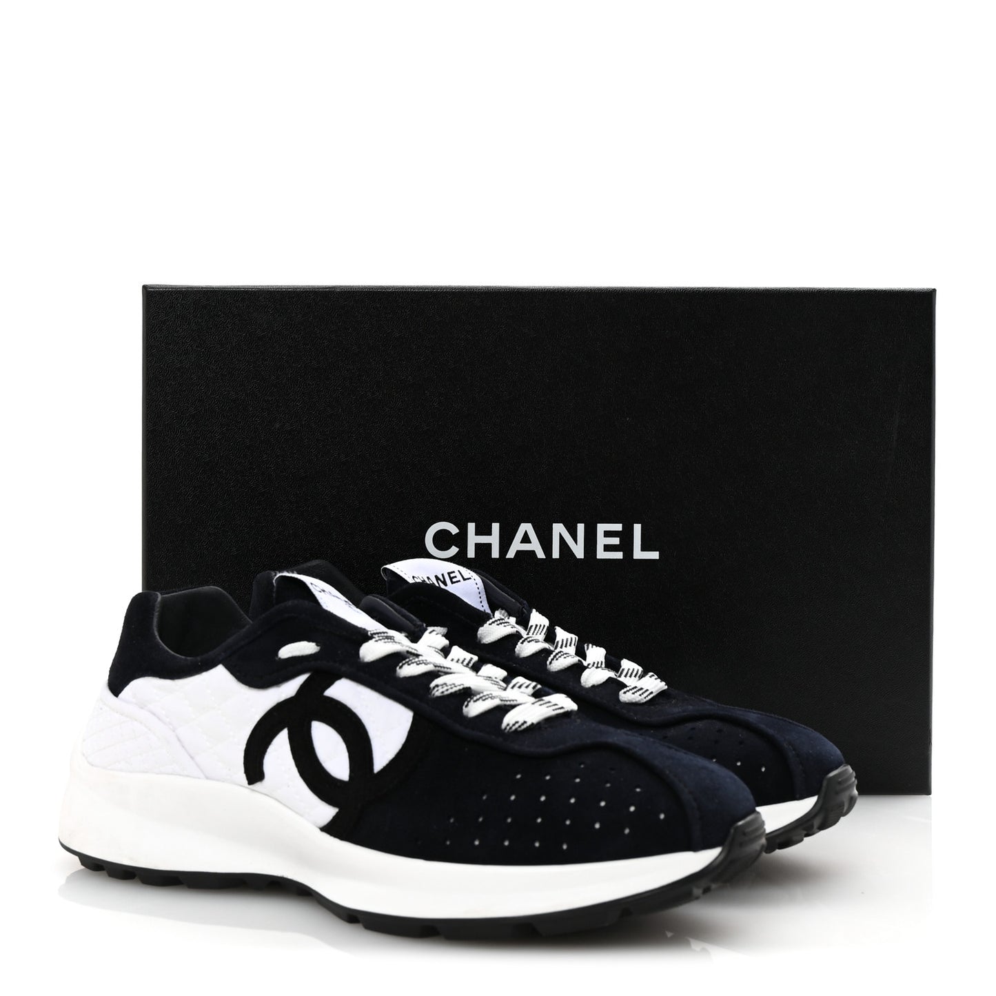 Fabric Suede Kidskin CC Sneakers 39 Dark Navy White