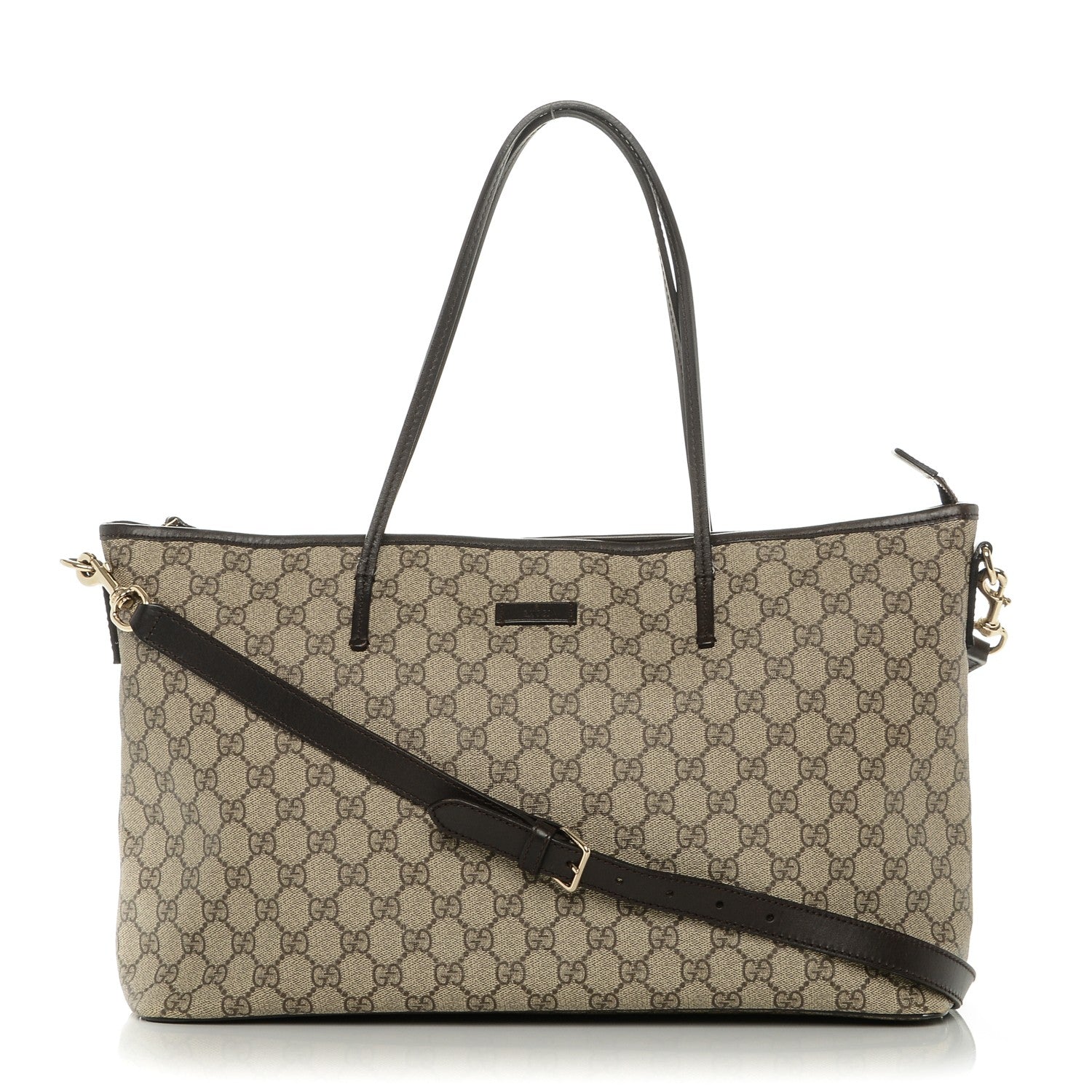 Gucci GG Supreme Monogram Medium Zippered Tote Dark Brown 1 of 7