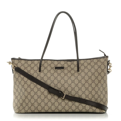 Gucci GG Supreme Monogram Medium Zippered Tote Dark Brown 1 of 7