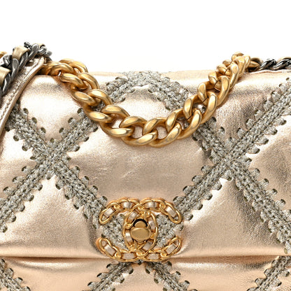 Chanel Metallic Calfskin Crochet Medium Chanel 19 Flap Gold 8 of 10
